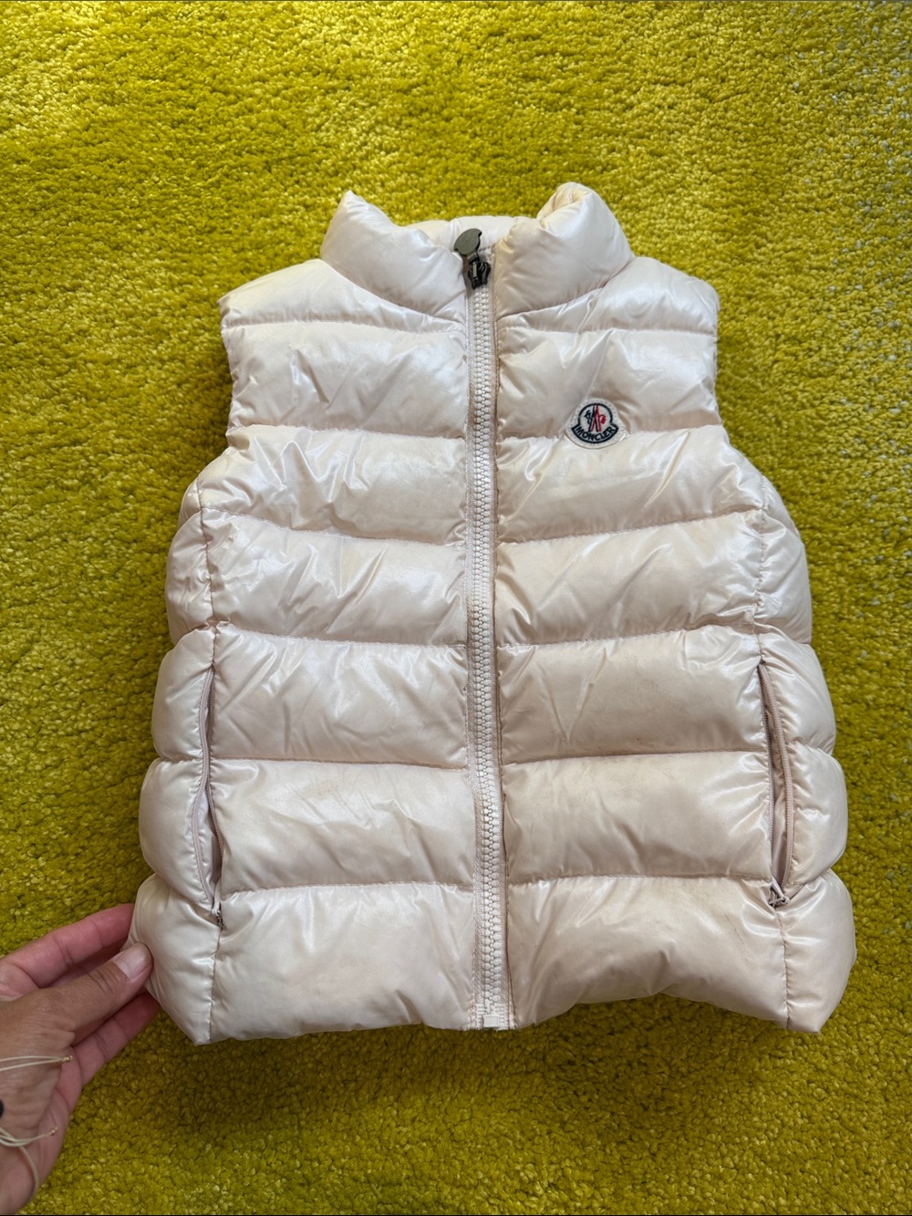 Moncler Girls Pale Pink Quilted Puffer Vest